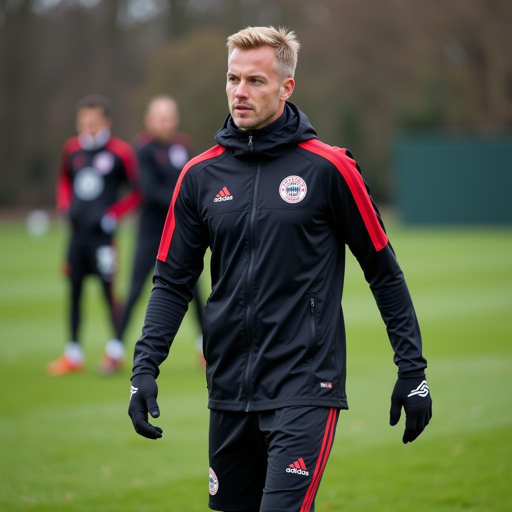 Anton Schmitz im Training mit Bayer Leverkusen