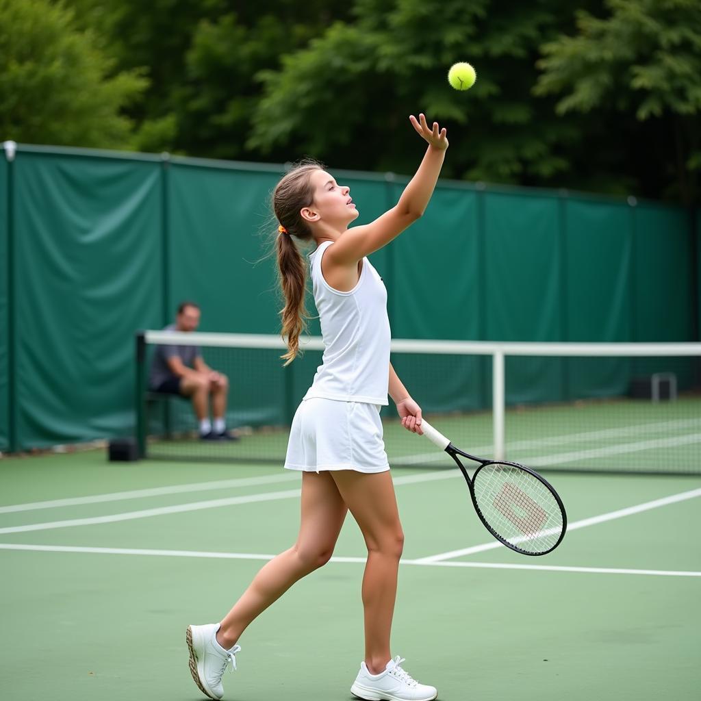 Antonia trainiert auf einem Tennisplatz in Leverkusen