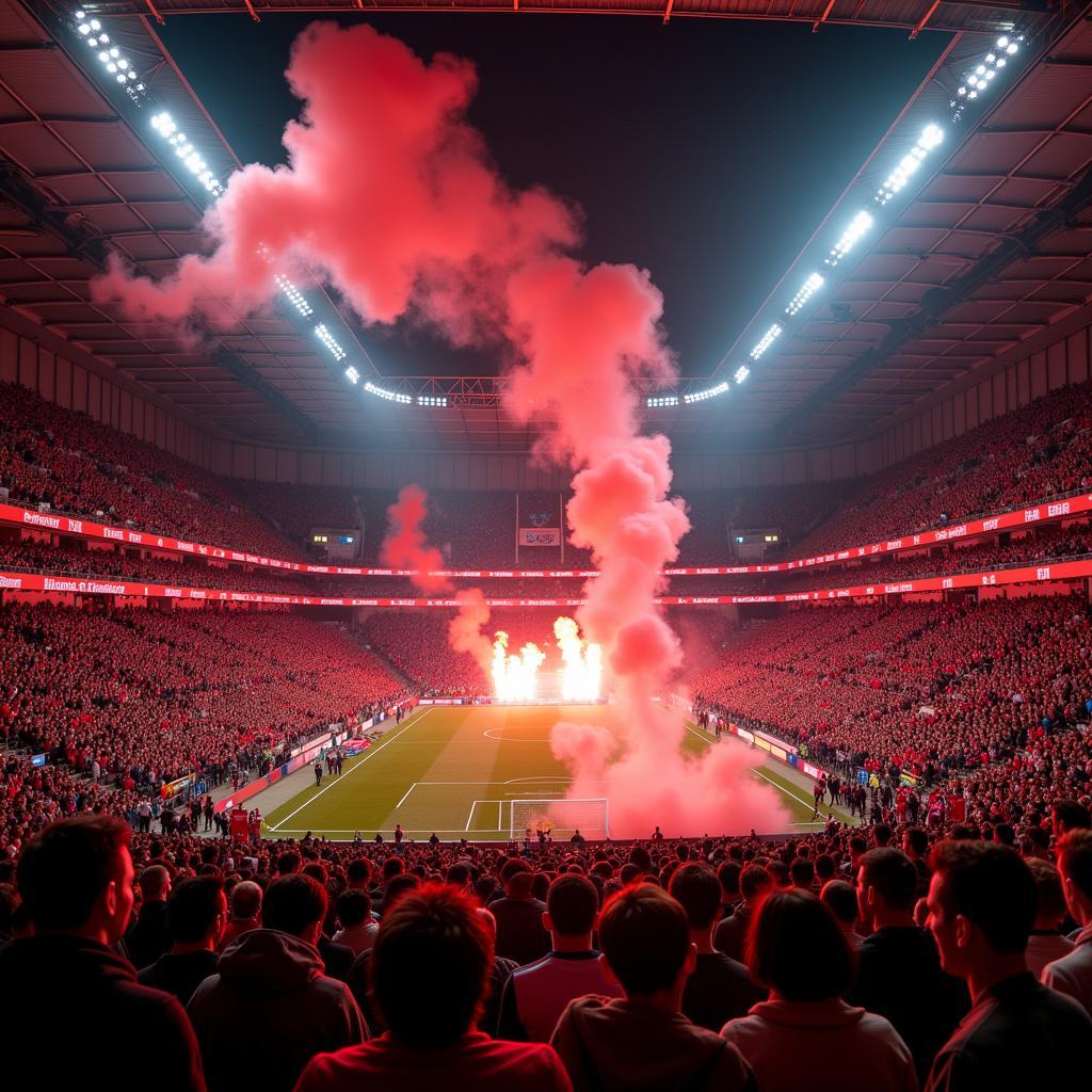 Fans von Bayer 04 Leverkusen im Stadion