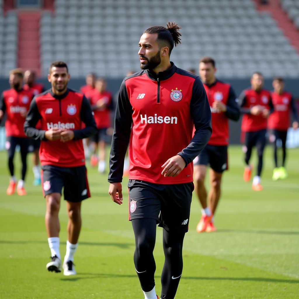 Spieler von Bayer 04 Leverkusen beim Training