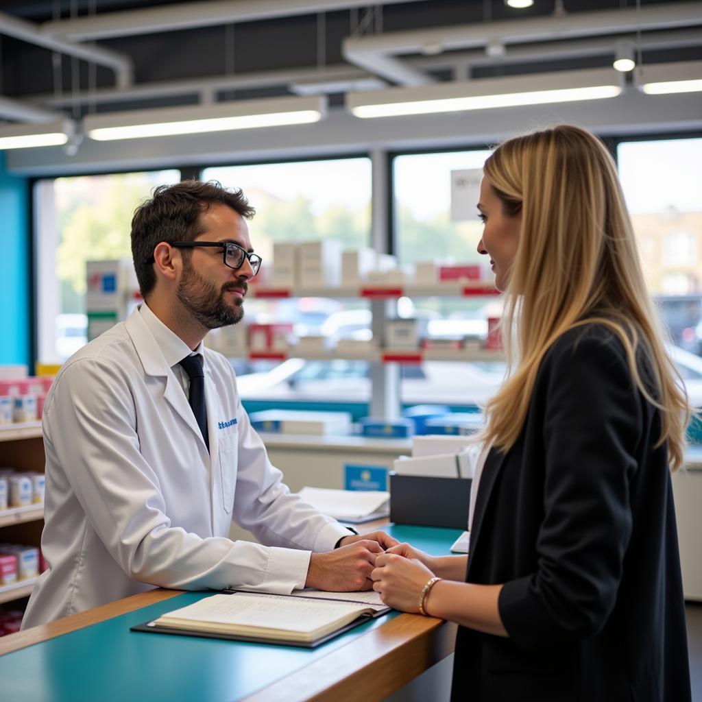 Kundenberatung in der Apotheke im Real Leverkusen