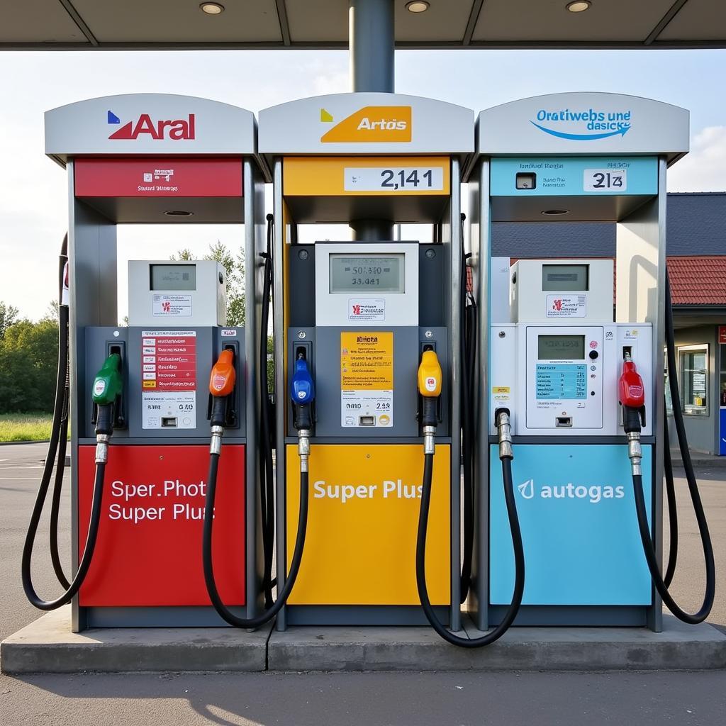 Kraftstoffe an der Aral Tankstelle Leverkusen Manfort