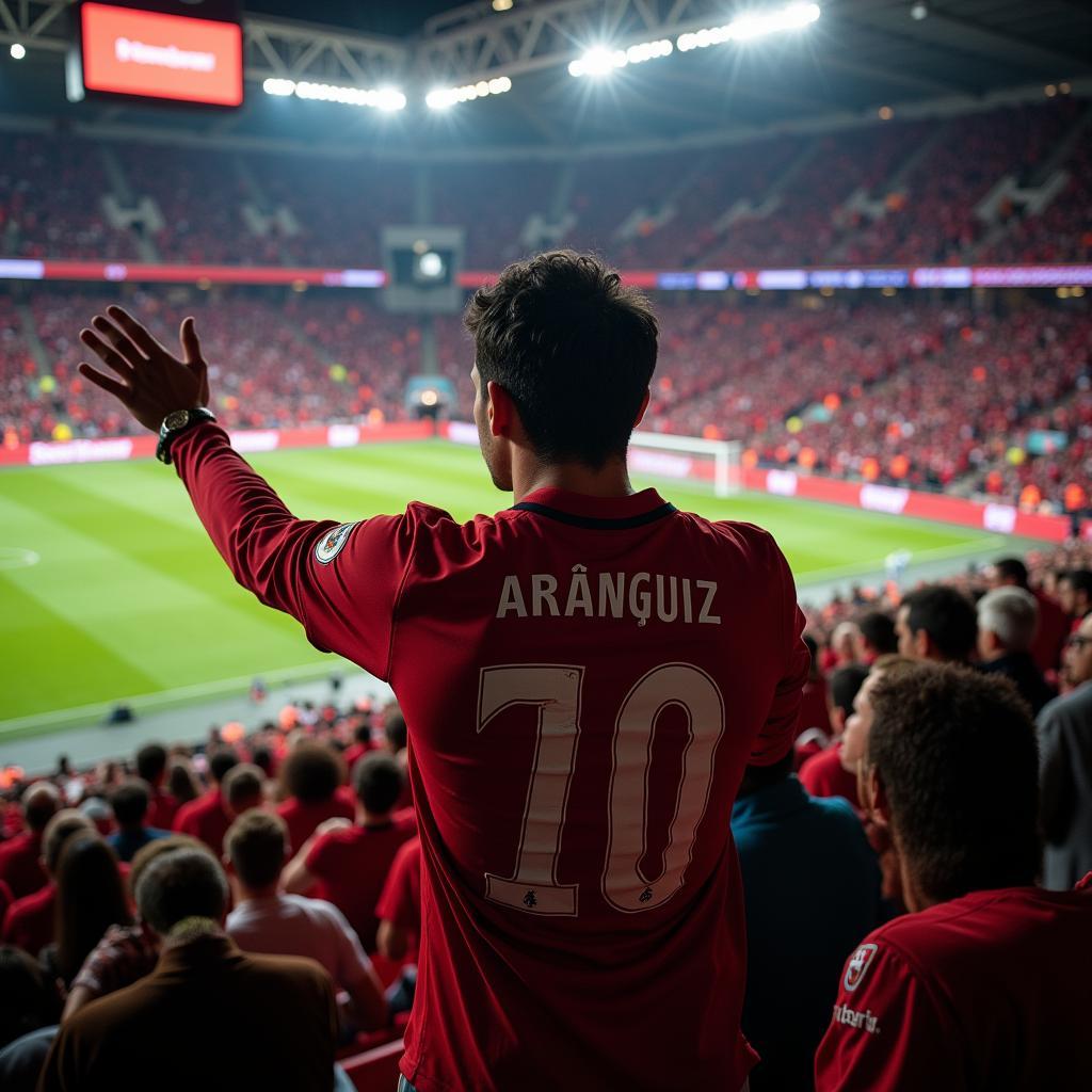 Charles Aránguiz verabschiedet sich von den Fans von Bayer 04 Leverkusen in der BayArena.