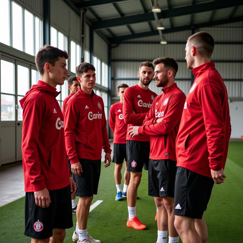 Intensives Training der Nachwuchsspieler von Bayer 04 Leverkusen