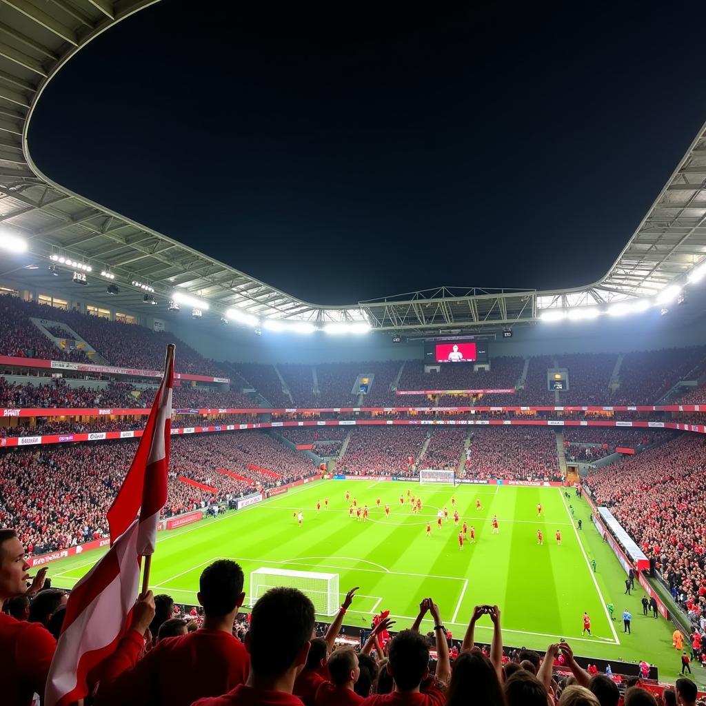 Arsenal vs. Bayer Leverkusen Fans im Stadion