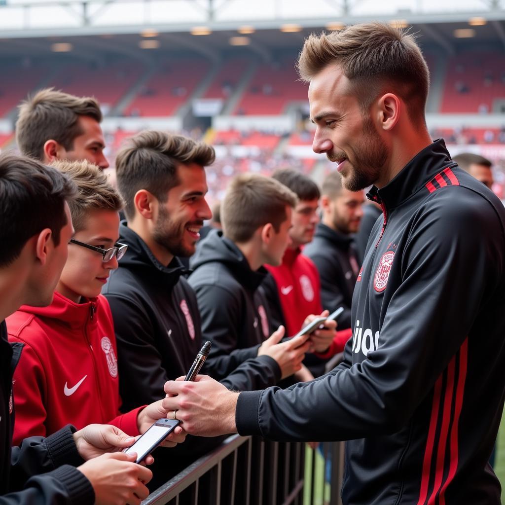 Arthur mit Bayer Leverkusen Fans