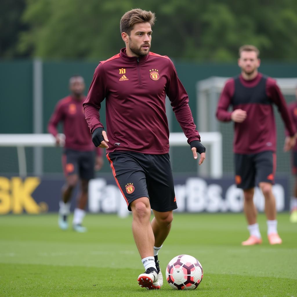 Arthur beim Training mit Bayer Leverkusen