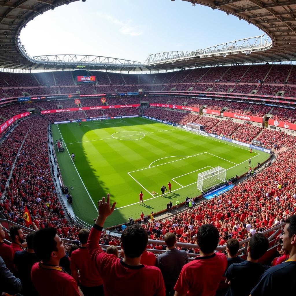 Die Atmosphäre im Stadion beim Spiel AS Roma - Bayer Leverkusen