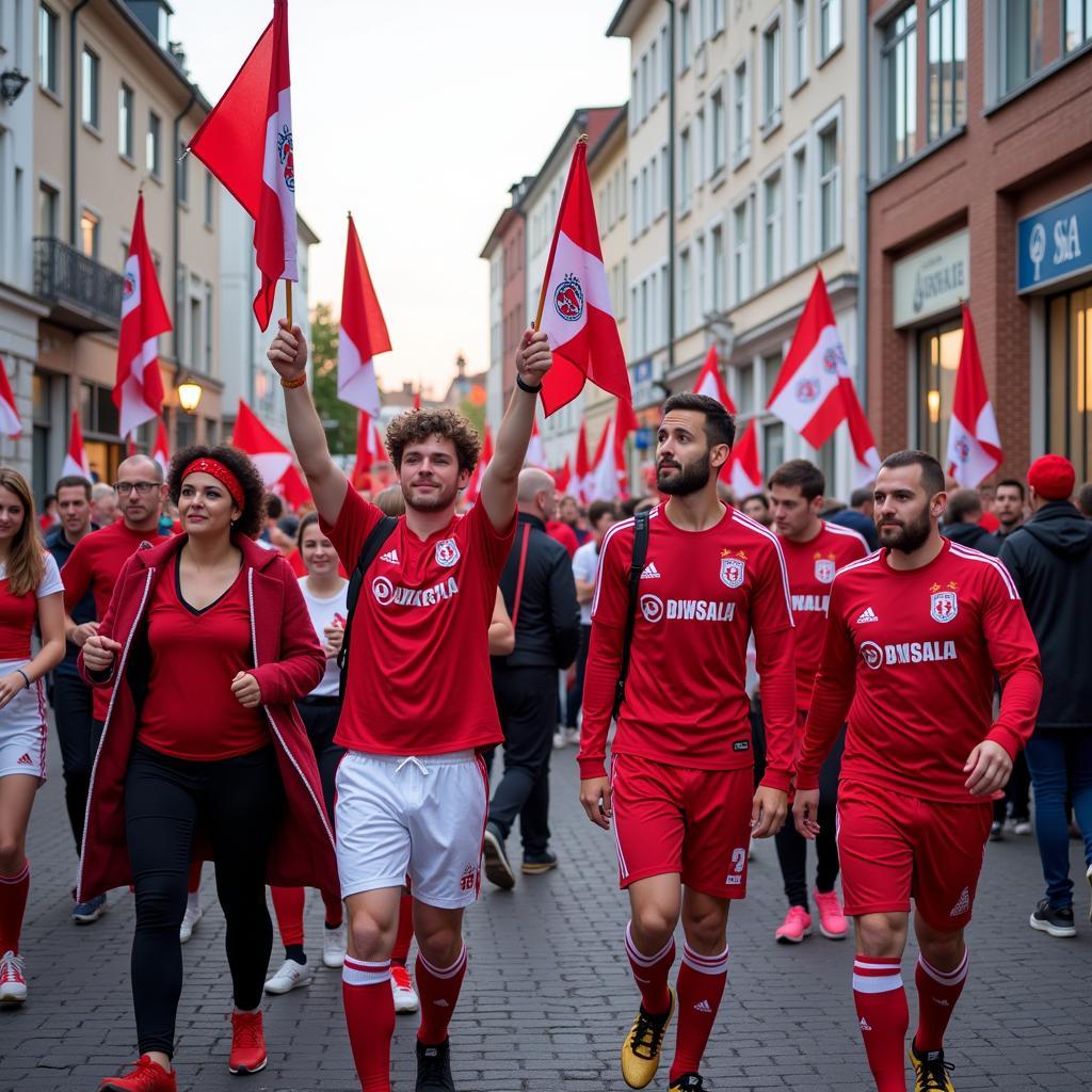 ASEA Leverkusen Rosenmontag: Fans feiern in den Straßen Leverkusens