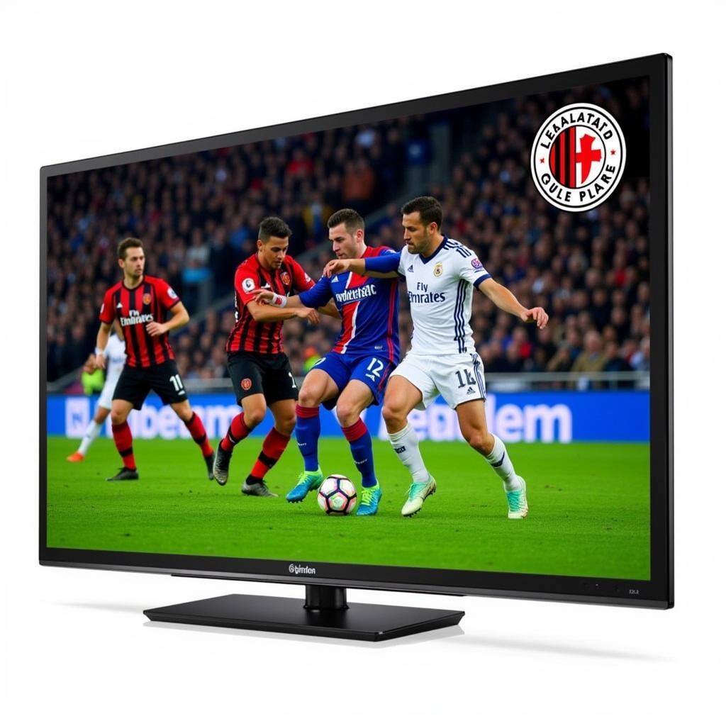 Fernseher zeigt das Spiel Atalanta gegen Leverkusen