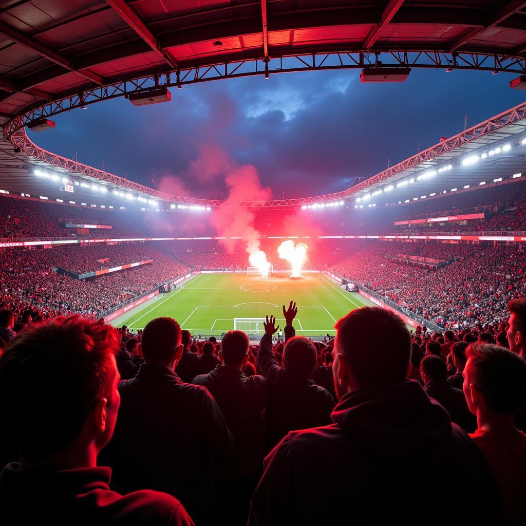 Stadionatmosphäre beim Atalanta Leverkusen Maçı