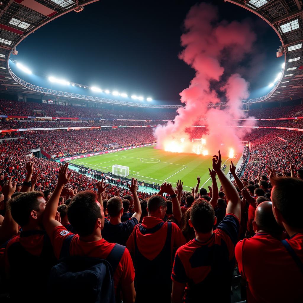 Die elektrisierende Atmosphäre im Gewiss Stadium während des Spiels Atalanta gegen Leverkusen