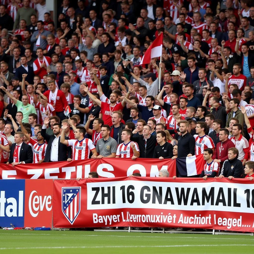 Bayer Leverkusen Fans zeigen ihre unerschütterliche Unterstützung für ihr Team trotz der Niederlage gegen Atletico Madrid im Champions-League-Achtelfinale 2015.