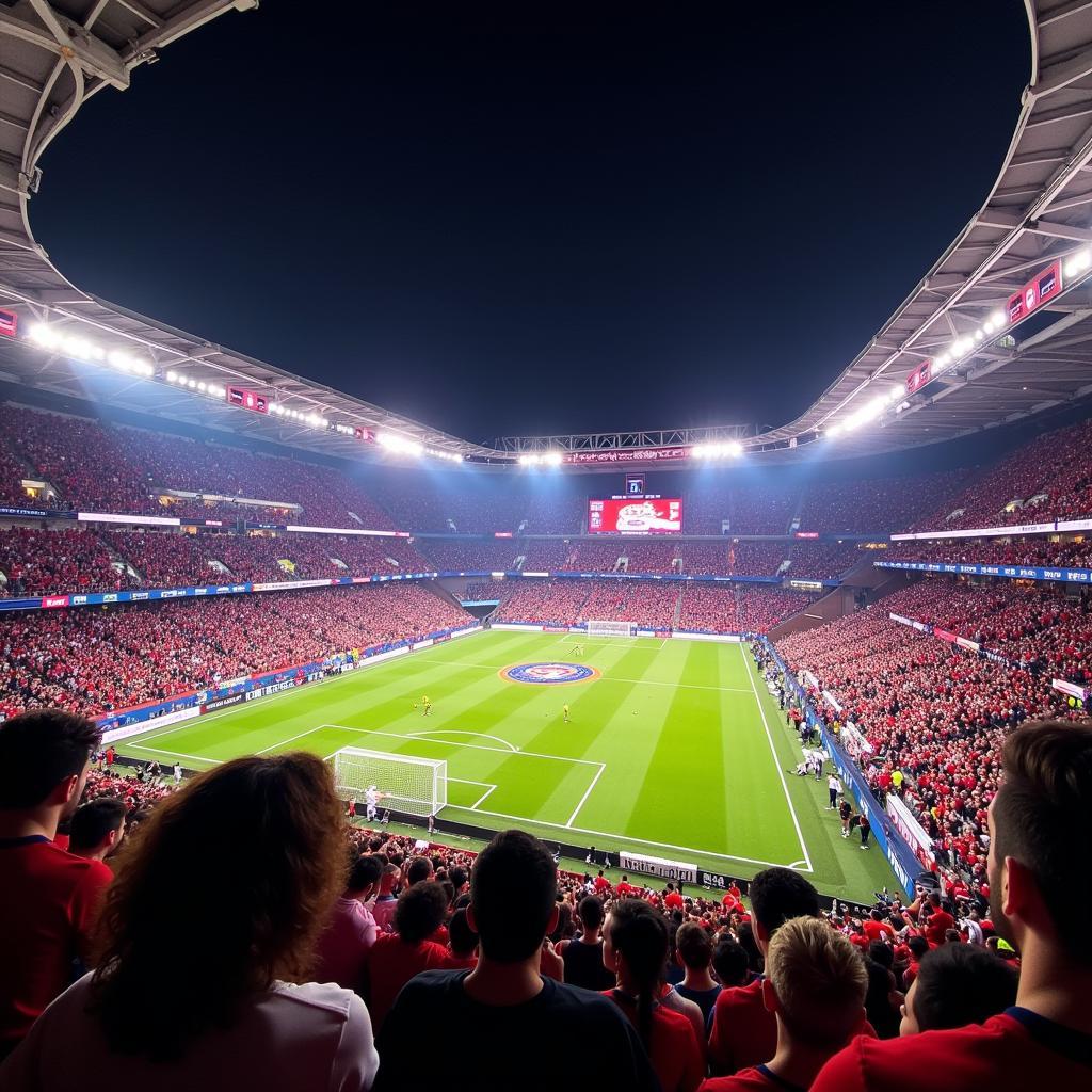 Fans im Stadion Atlético Madrid vs. Bayer Leverkusen