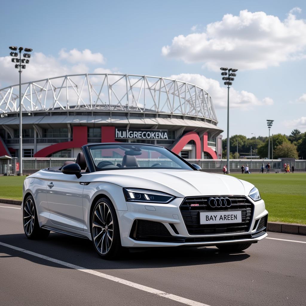 Audi A5 Cabrio vor der BayArena in Leverkusen