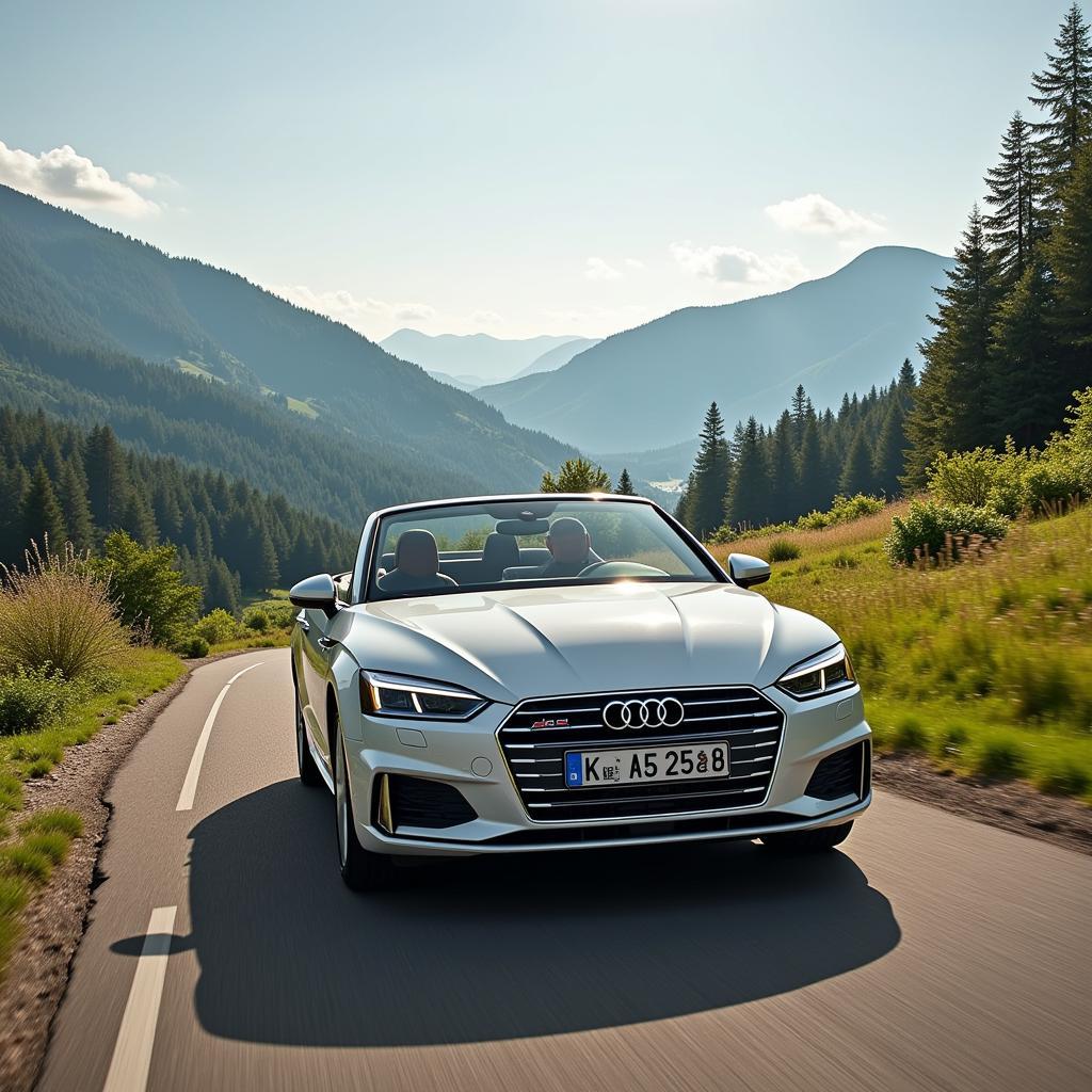 Audi A5 Cabrio in der Naturlandschaft um Leverkusen