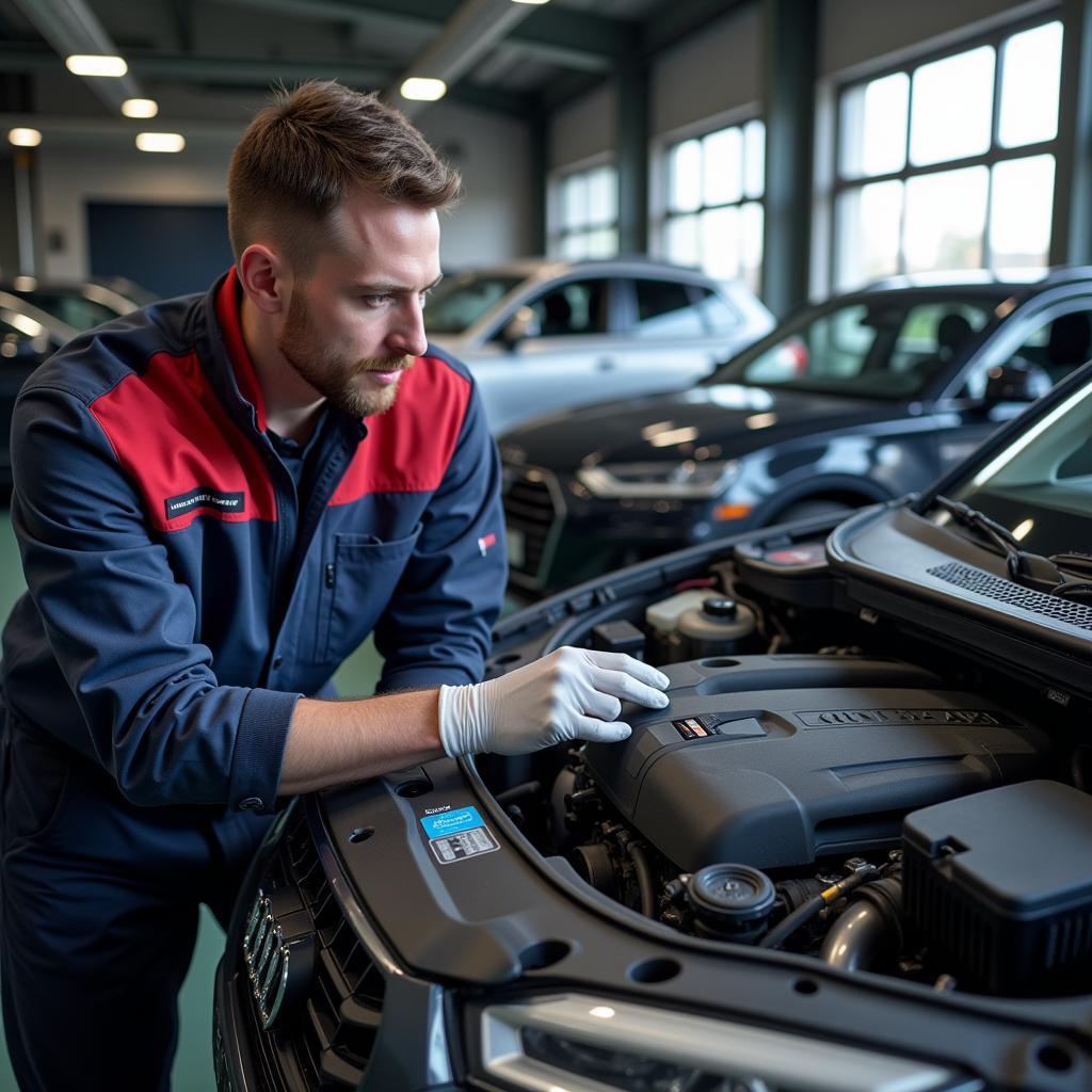 Audi Mechaniker bei der Arbeit in Leverkusen