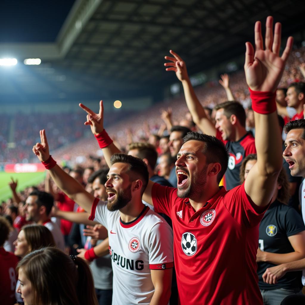 Fans im Stadion Augsburg Bayer Leverkusen