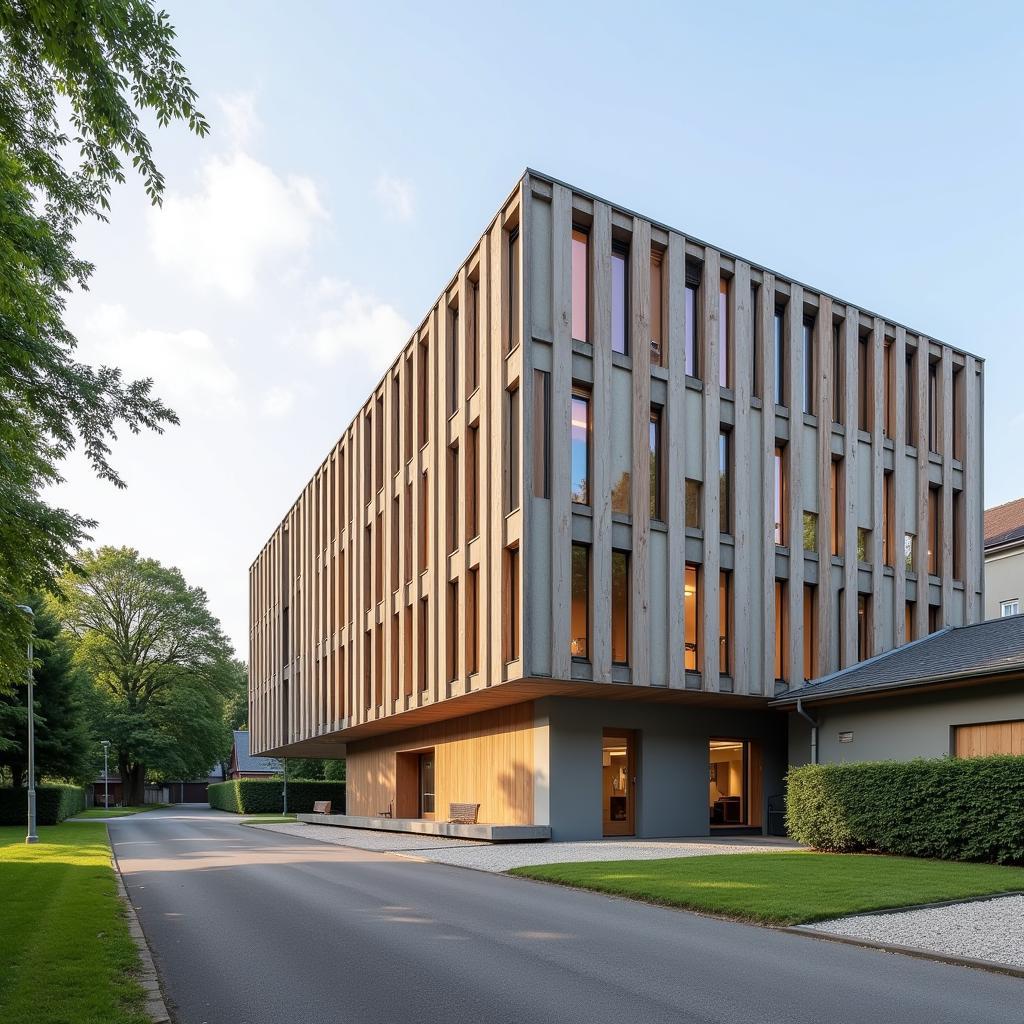 Aussenansicht der Aula Freiherr vom Stein Leverkusen