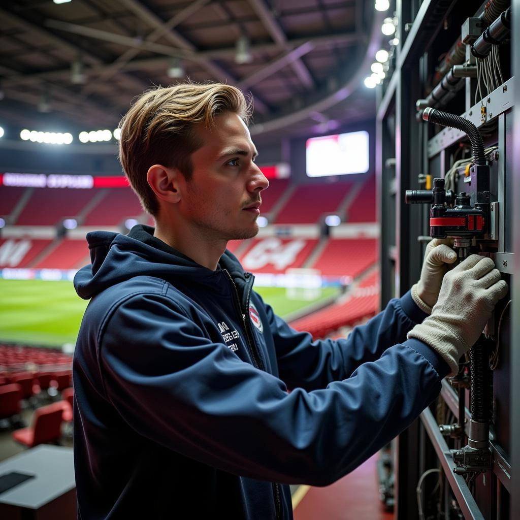 Ausbildung zum Elektroniker im Stadion von Bayer 04 Leverkusen