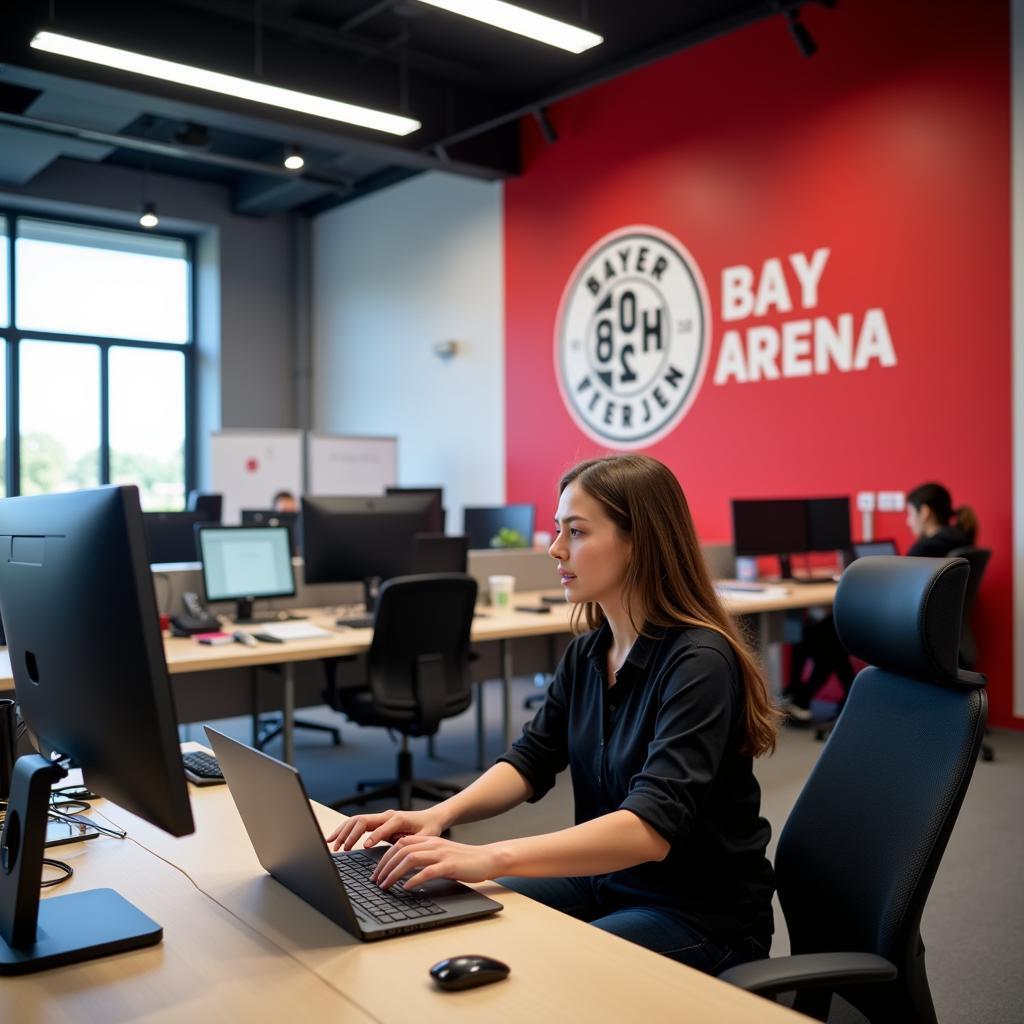 Ausbildung zur Kauffrau im Gesundheitswesen bei Bayer 04 Leverkusen im Büro