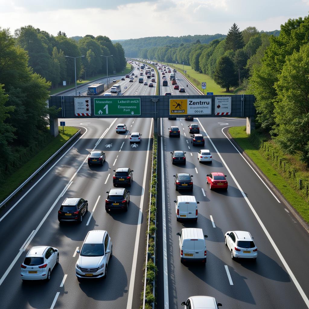 Verkehrslage an der Ausfahrt Leverkusen Zentrum