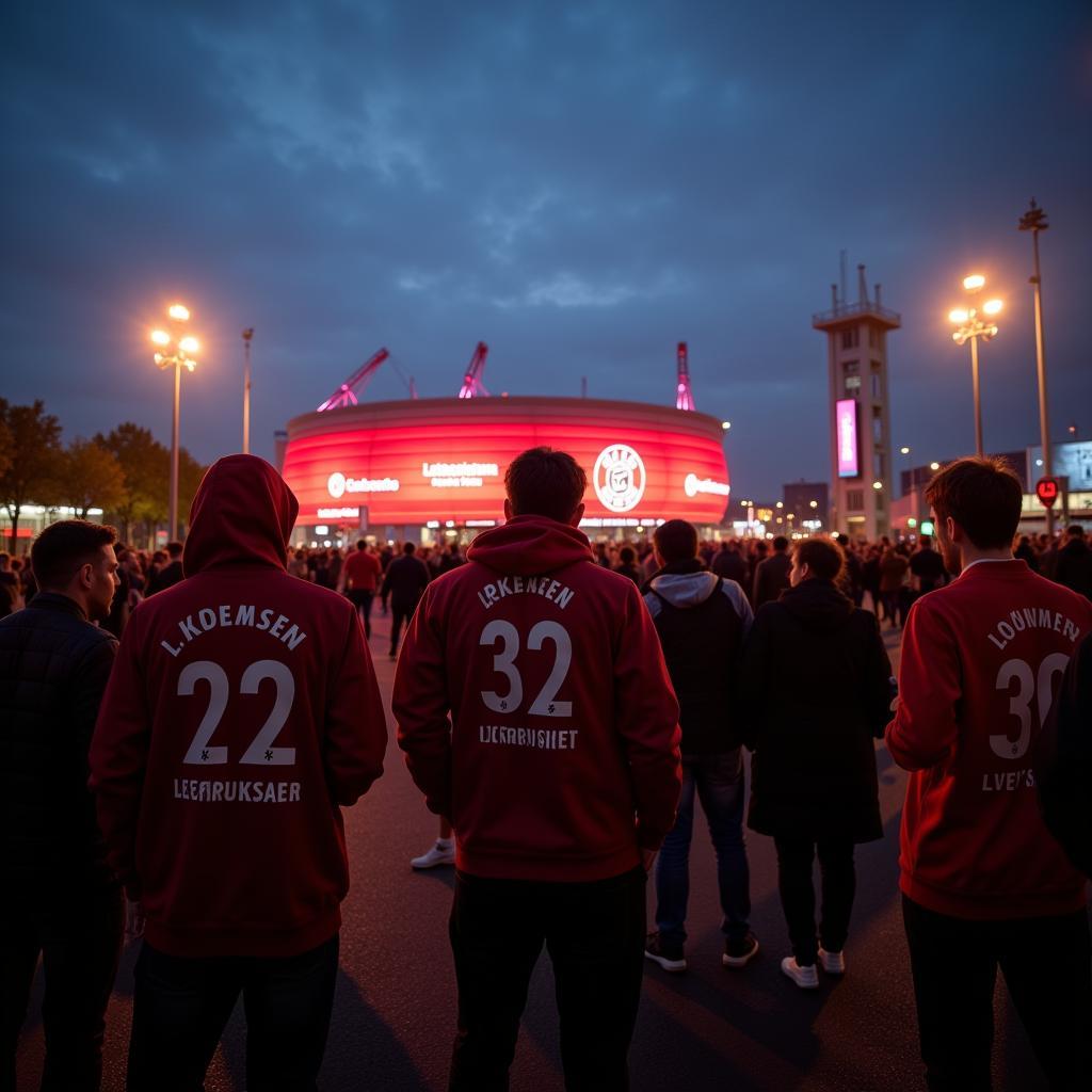 Ausgangssperre Leverkusen Opladen: Fans vor der BayArena