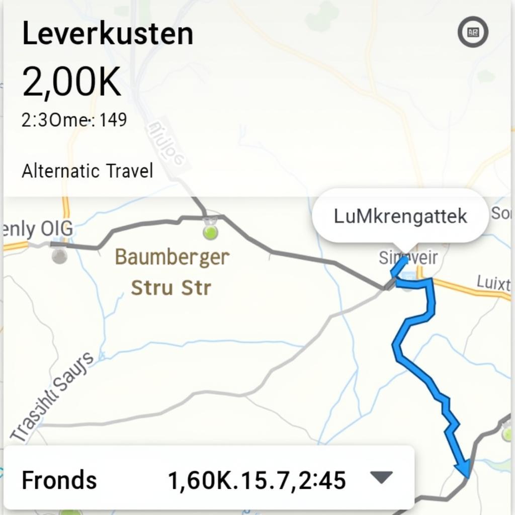 Auto Route von Baumberger Str. nach Leverkusen