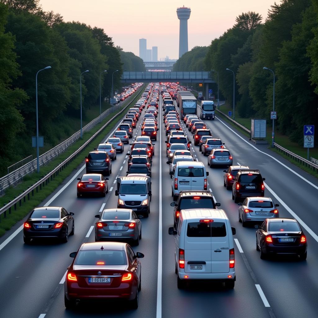 Stau auf der Autobahn Leverkusen wegen Sperrung