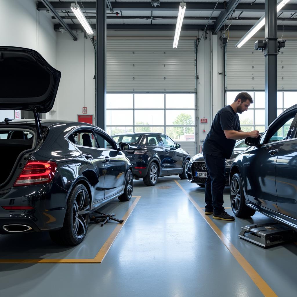 Moderne Werkstatt im Autohaus Luchtenberg Leverkusen