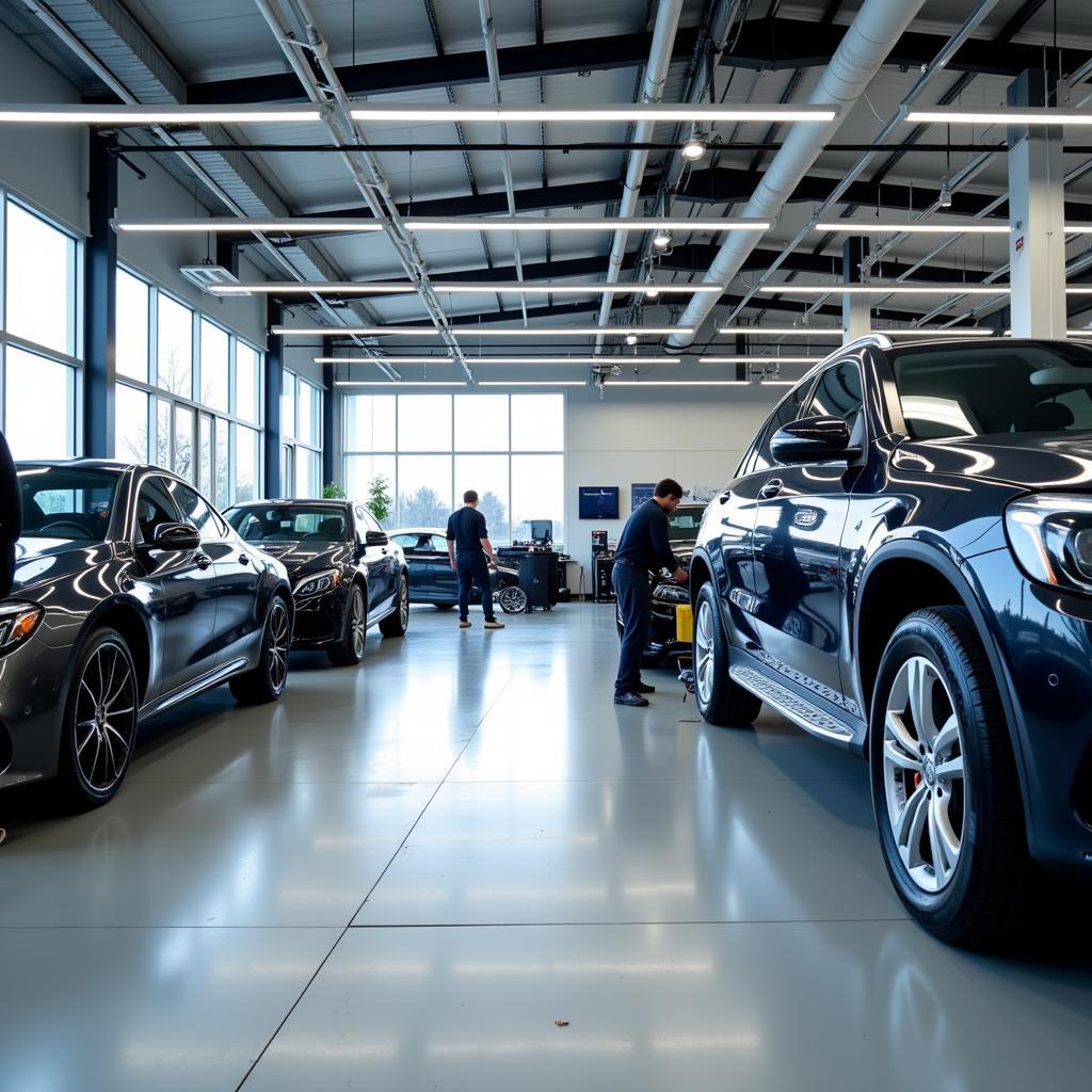 Moderne Werkstatt im Autohaus Mercedes Leverkusen