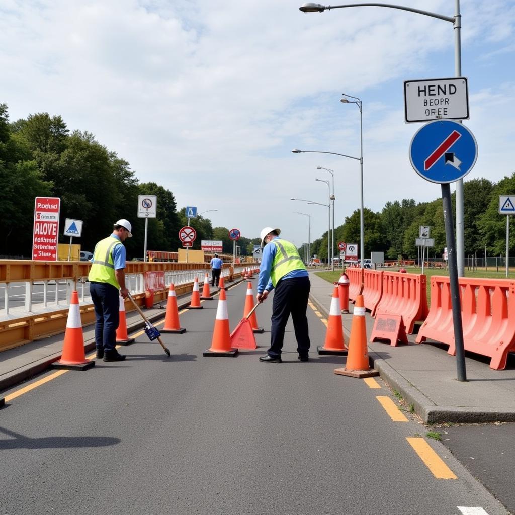 Baustellenabsicherung in Leverkusen durch AVS Verkehrssicherung GmbH