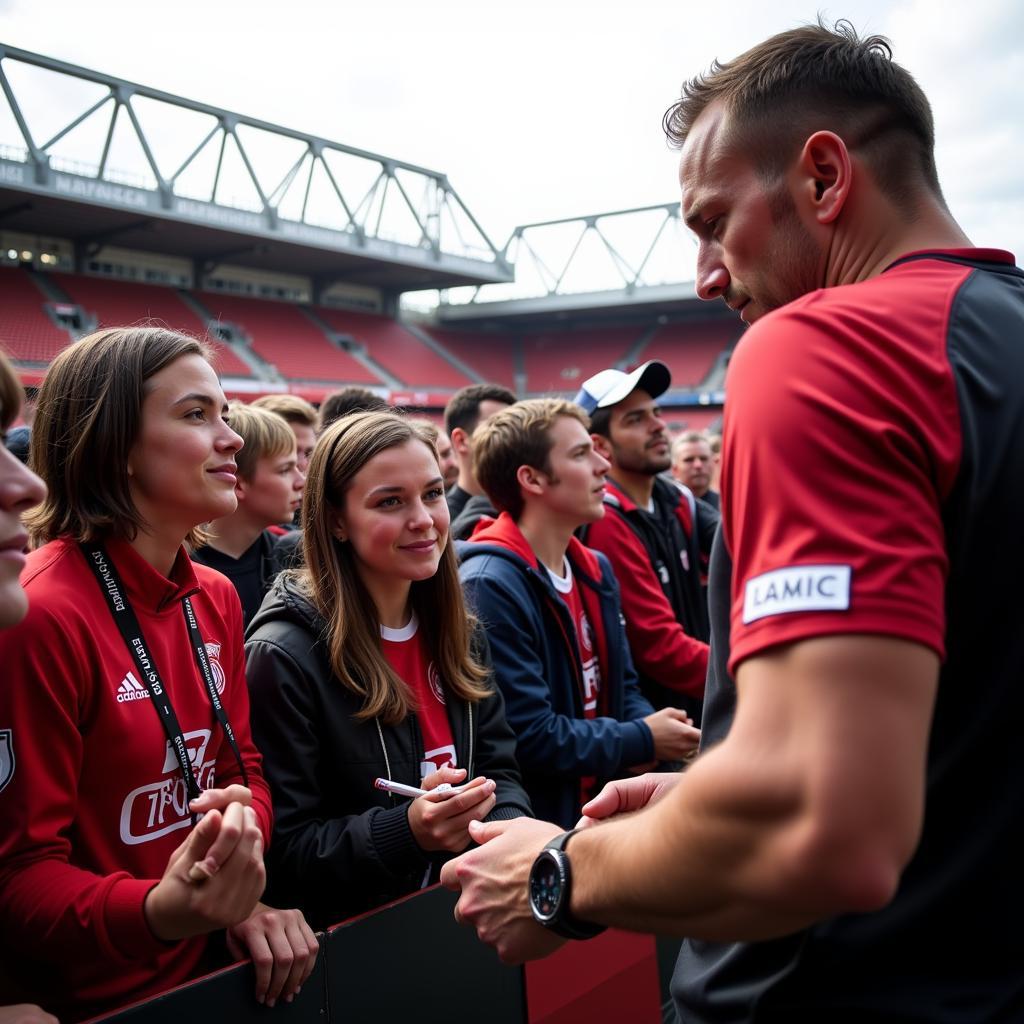 Axel-Paul Eigen trifft Fans von Bayer Leverkusen