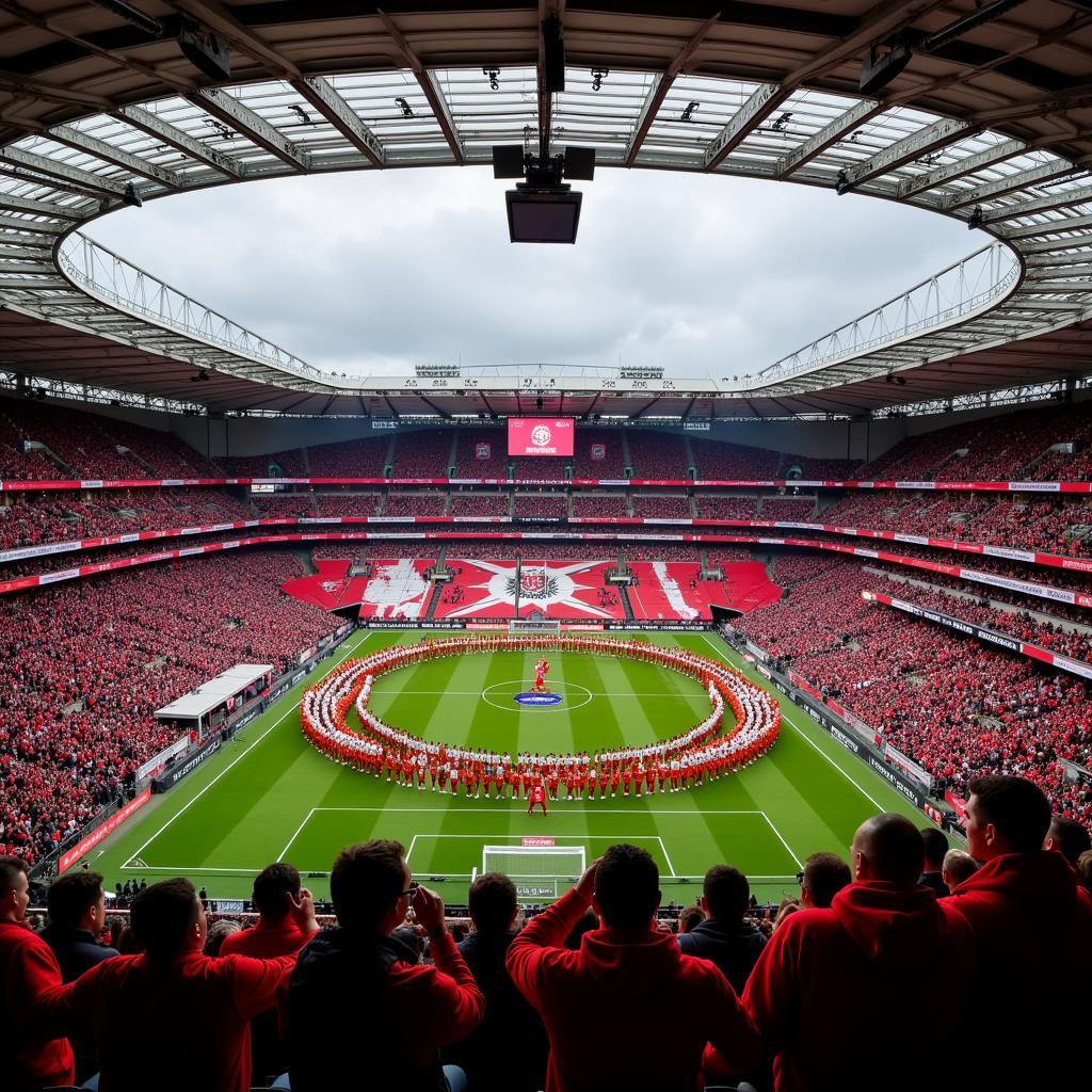 Fan-Choreographie im Stadion mit dem Symbol der Axt