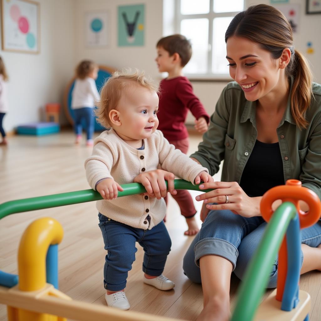 Eltern und Kind beim Baby Turnen in Leverkusen