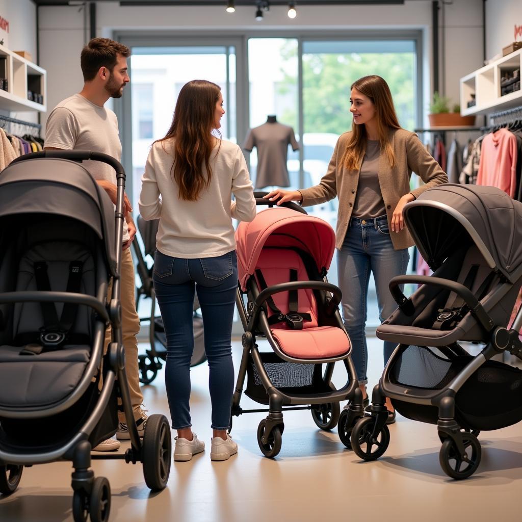 Kinderwagen im Babygeschäft Leverkusen