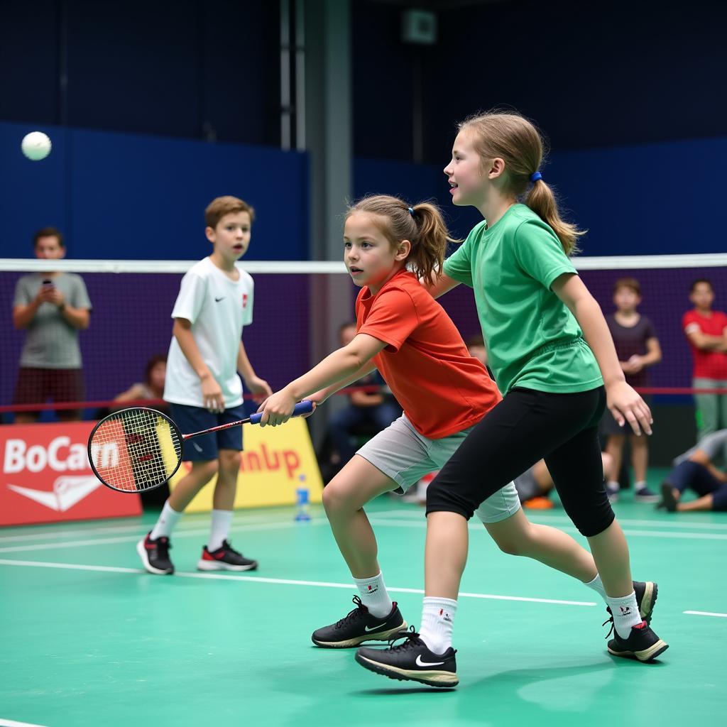 Kinder beim Badminton-Wettkampf in Leverkusen