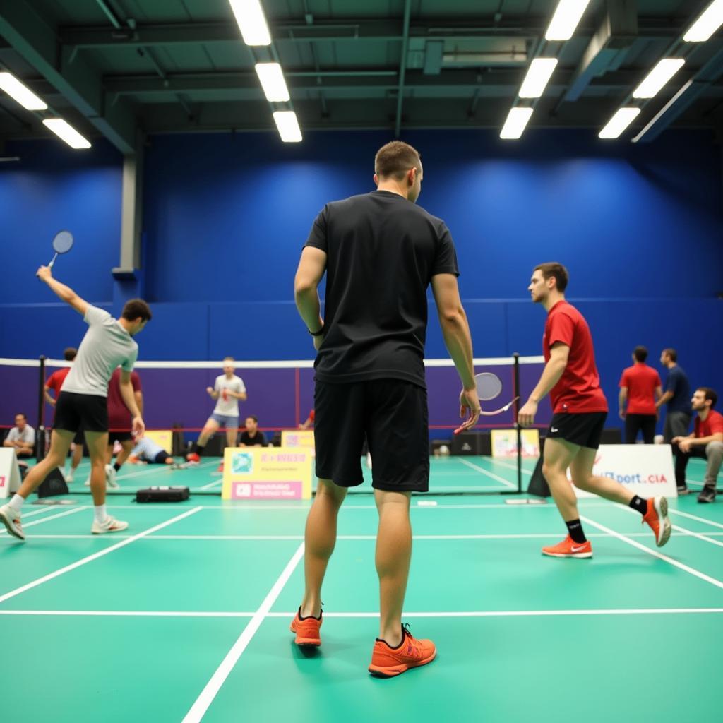 Badminton-Training in einer Leverkusener Sporthalle