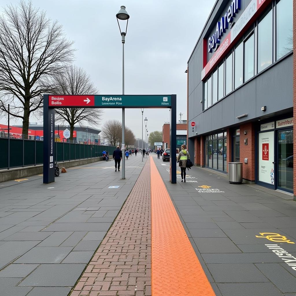 Weg vom Bahnhof Leverkusen Mitte zur BayArena