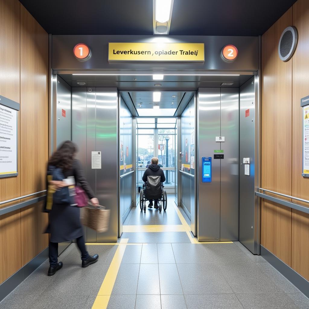 Barrierefreier Zugang am Bahnhof Leverkusen Opladen mit dem Aufzug