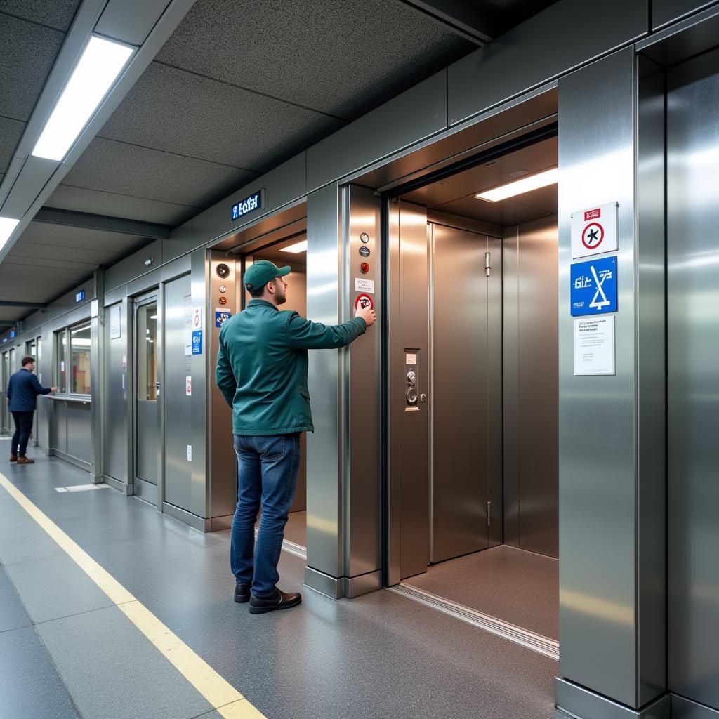 Regelmäßige Wartung des Aufzugs im Bahnhof Leverkusen Opladen