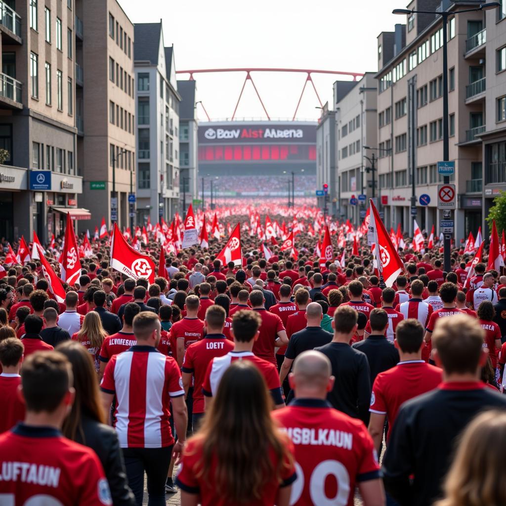 Fans auf der Bahnstadtchausee am Spieltag