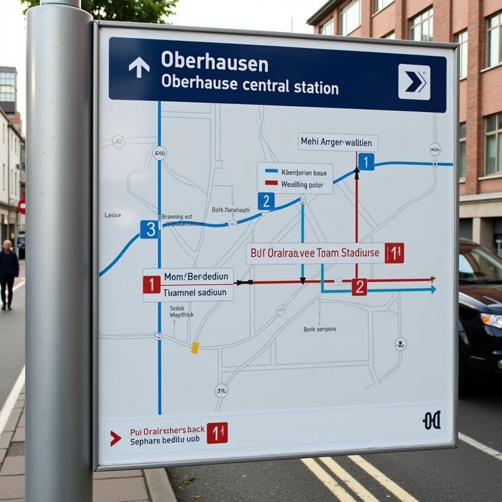 Wegbeschreibung vom Oberhausener Hauptbahnhof zum Stadion