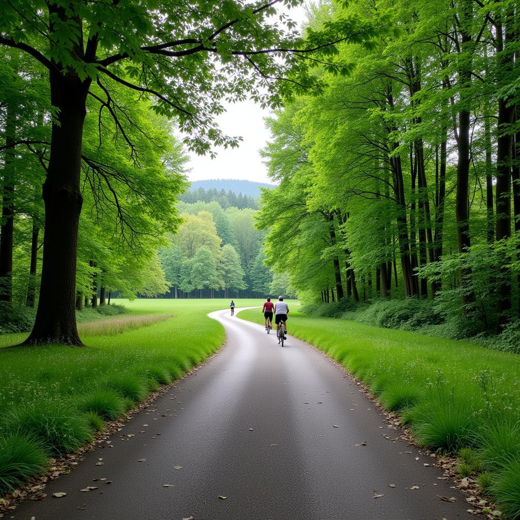 Radweg auf der Balkantrasse in Leverkusen