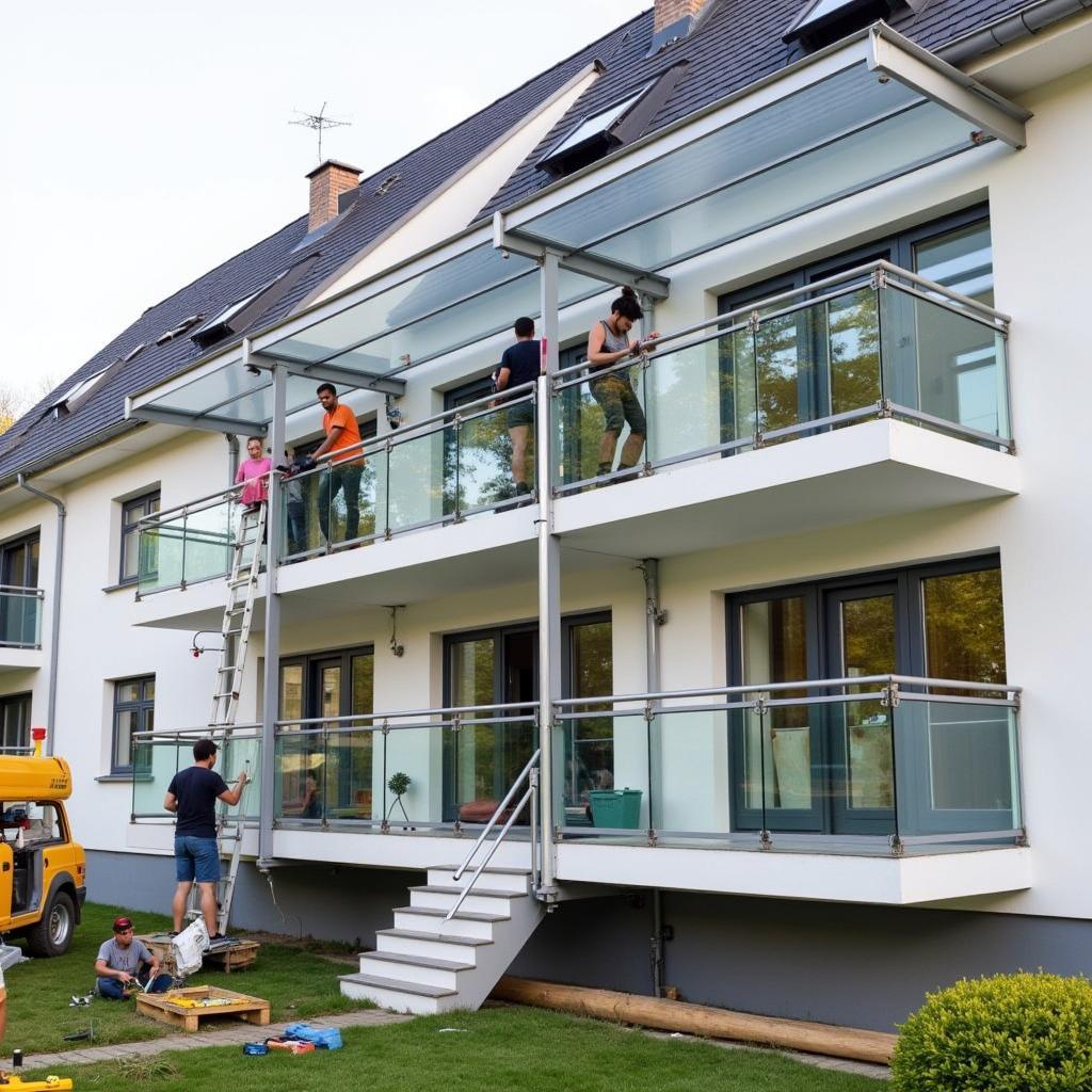 Professionelle Montage einer Balkonüberdachung in Leverkusen