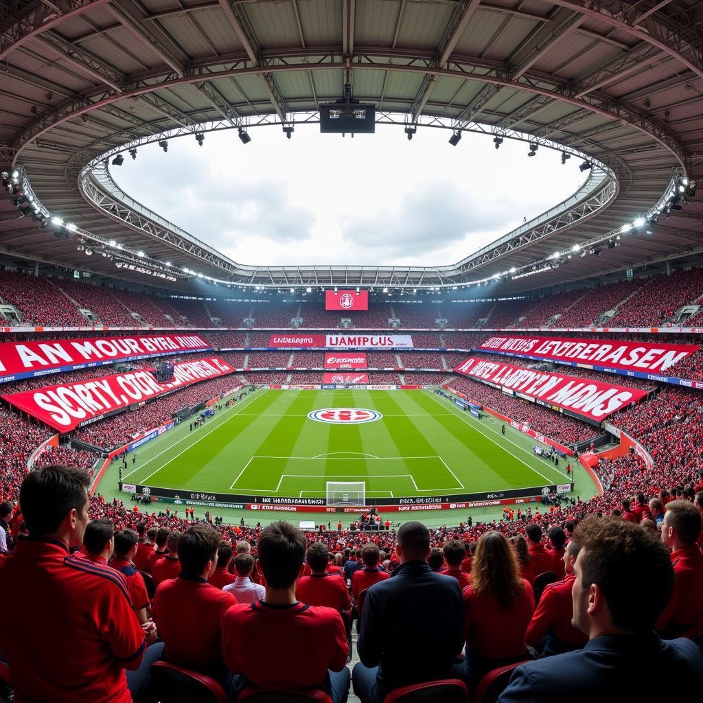 Banner Leverkusen im Stadion: Atemberaubende Atmosphäre