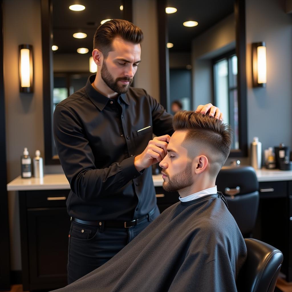 Professioneller Haarschnitt im Barber Shop Beban