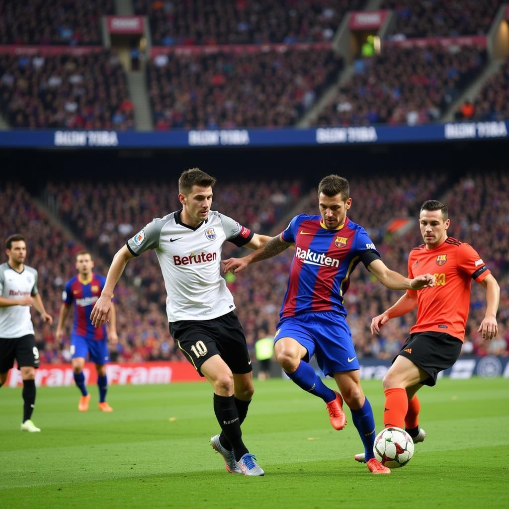 Barcelona vs. Bayer Leverkusen 2015 im Camp Nou: Die Werkself verteidigt im legendären Stadion gegen die Offensive der Katalanen.