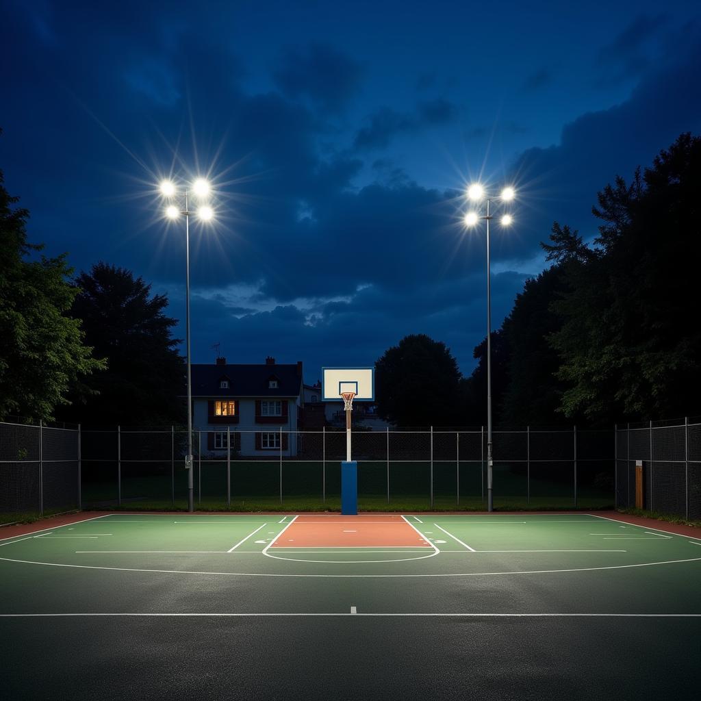 Basketballplatz in Leverkusen bei Nacht