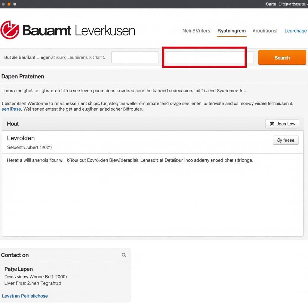 Screenshot der Website des Bauamts Leverkusen